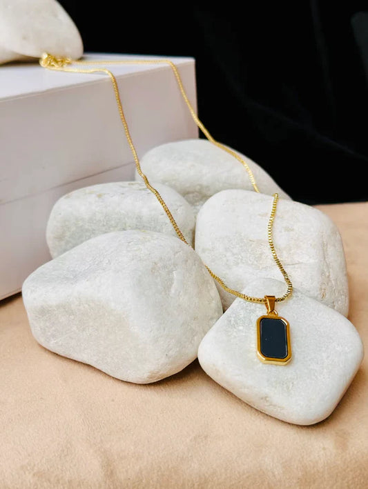 Rectangle Double Sided Delicate Pendant Necklace